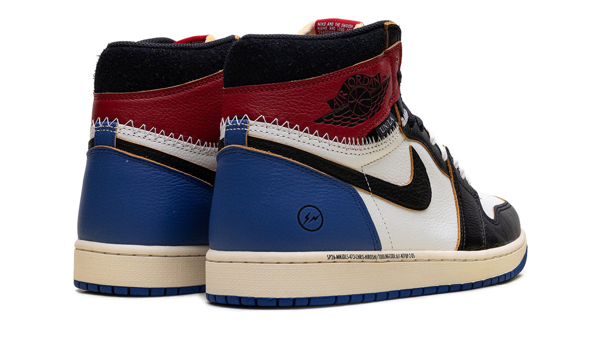 Air Jordan 1 High OG Sneakers - Black, White, Red and Blue with Contrast Stitching