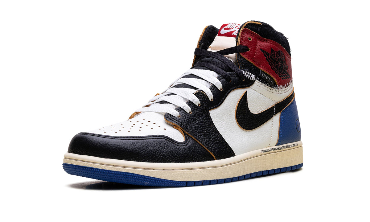 Air Jordan 1 High OG Sneakers - Black, White, Red and Blue with Contrast Stitching