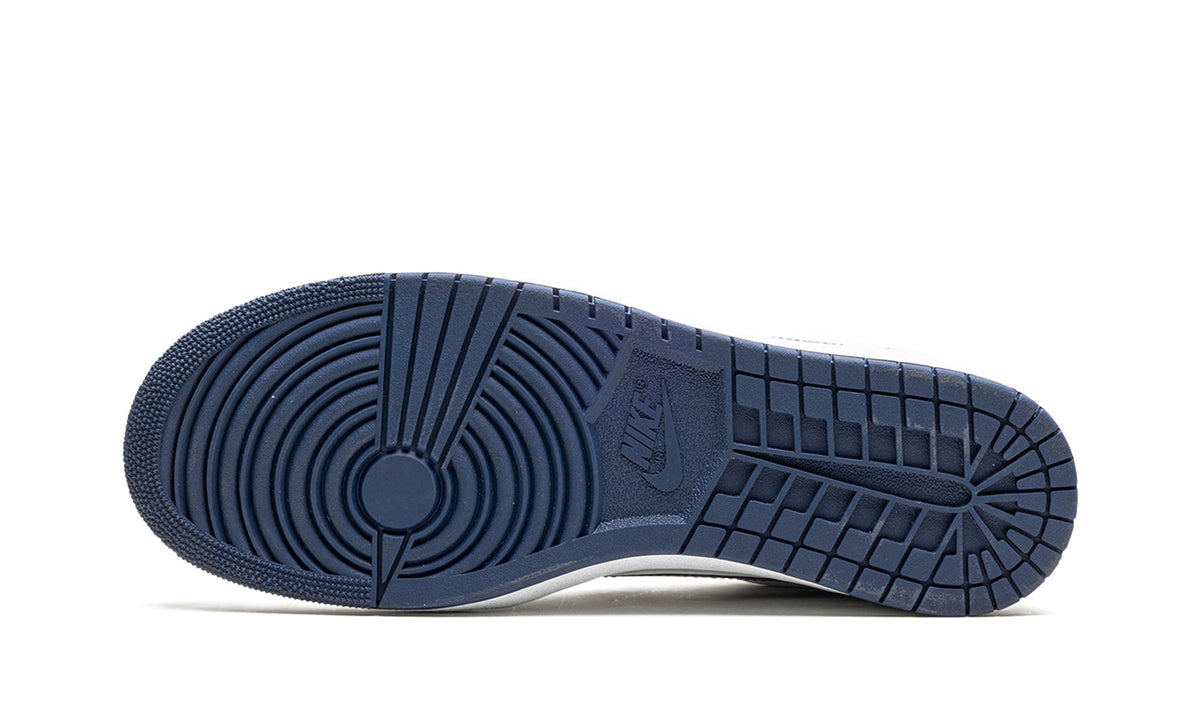 Air Jordan 1 Low '85 Sneakers - White and Navy with Glossy Swooshes