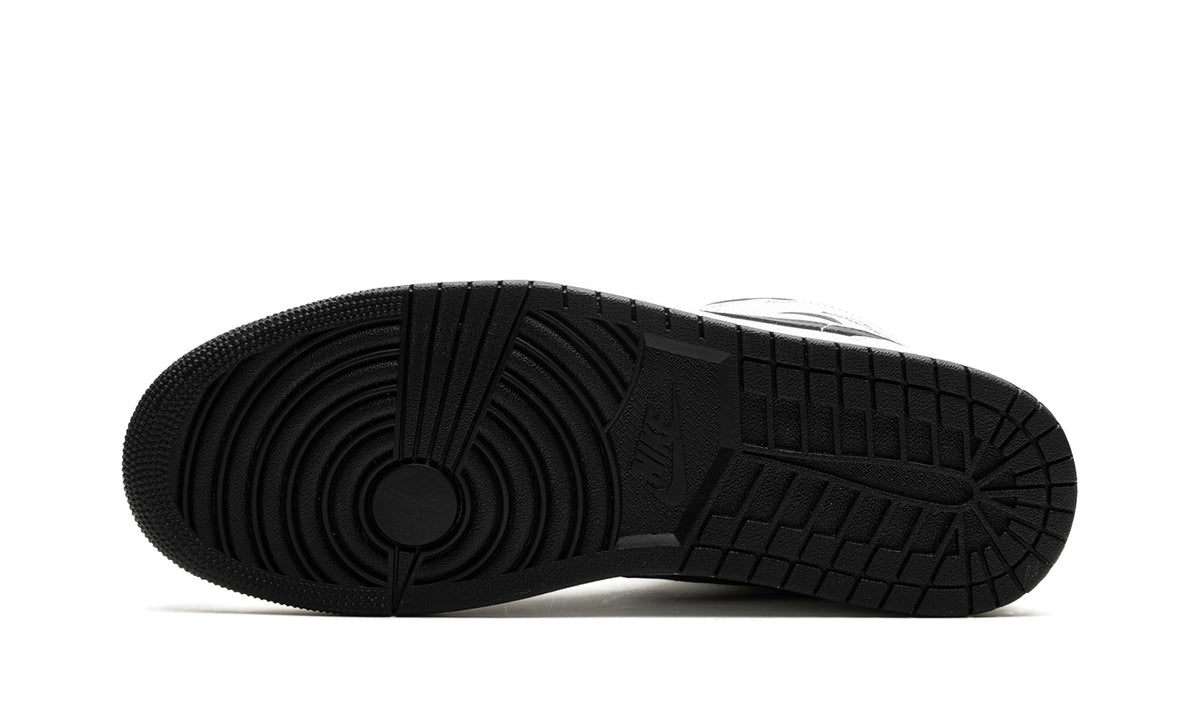Air Jordan 1 Mid Sneakers - White with Black Swooshes and Collar