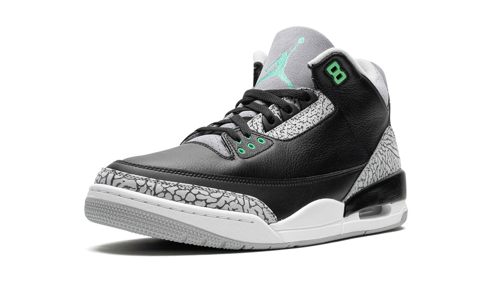 Air Jordan 3 Retro Sneakers - Black and Grey with Mint Green Accents