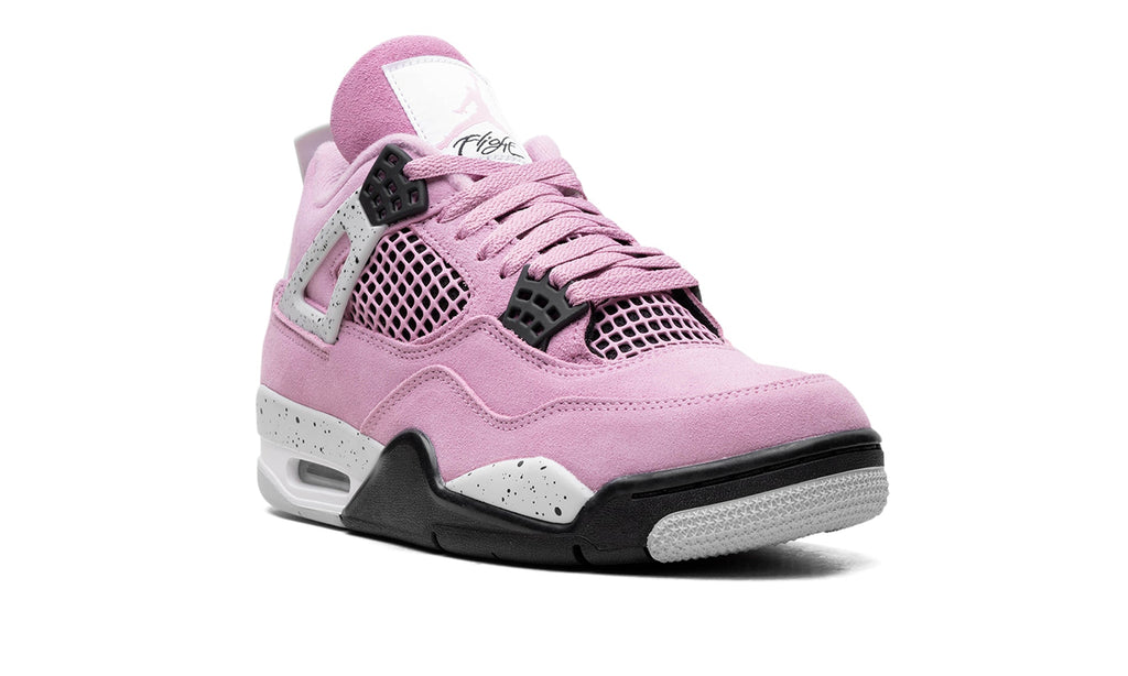 Air Jordan 4 Retro Sneakers - Pink with Speckled Grey and Black Details
