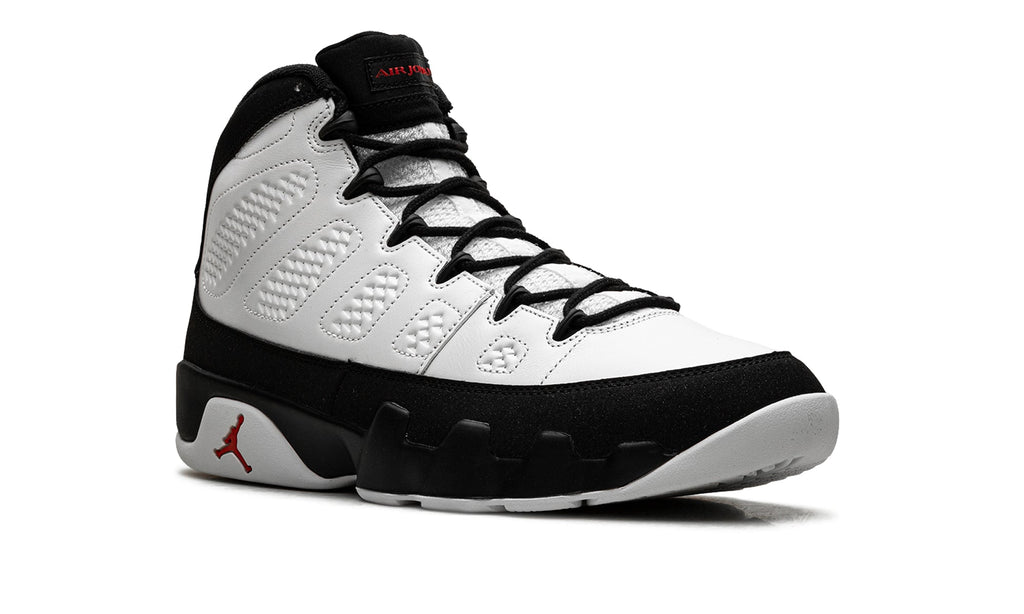 Air Jordan 9 Retro High-Top Sneakers - White and Black with Red Details