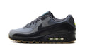 Nike Air Max 90 Sneakers - Grey and Black with Gum Outsole and Teal Details