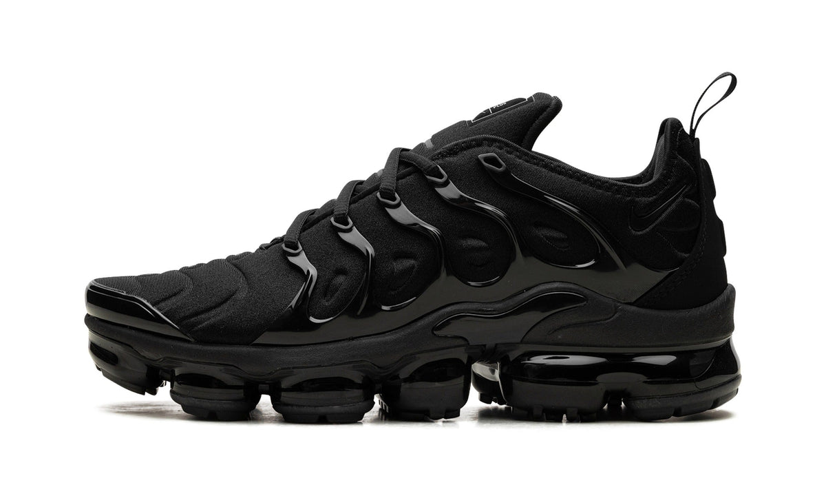 Nike Air VaporMax Plus Sneakers - All Black with Glossy Cage and Visible Air Sole