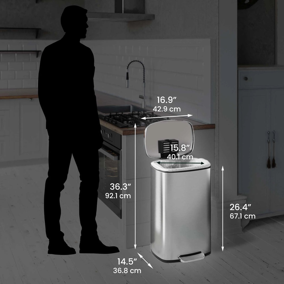 13.2 Gallon and 1.32 Gallon Stainless Steel Step Trash Can G467