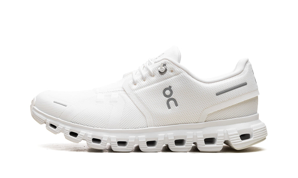 On Cloud Sneakers - White with Gray Logo Details and Hollow-Pod Sole