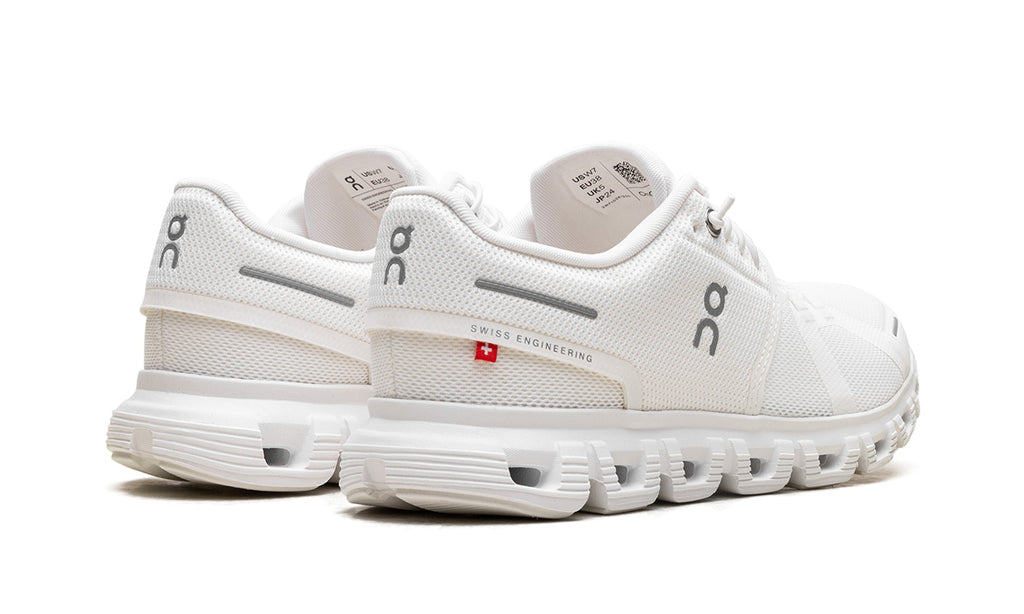 On Cloud Sneakers - White with Gray Logo Details and Hollow-Pod Sole