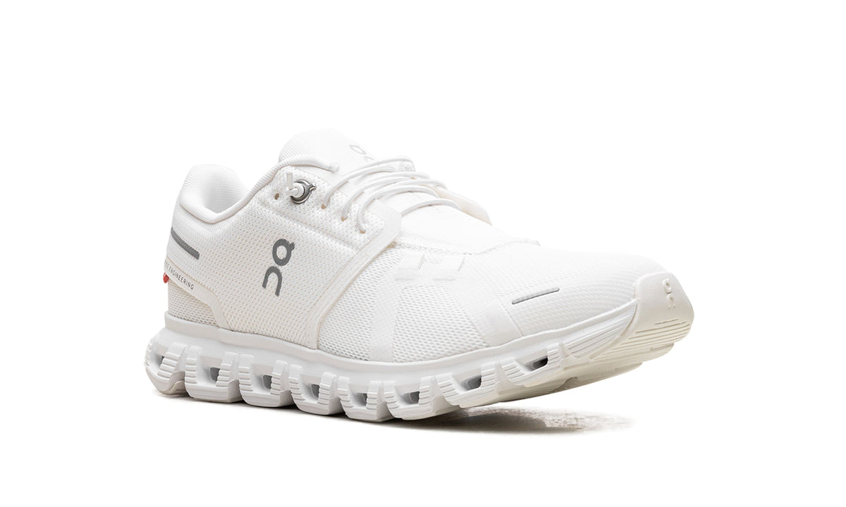 On Cloud Sneakers - White with Gray Logo Details and Hollow-Pod Sole