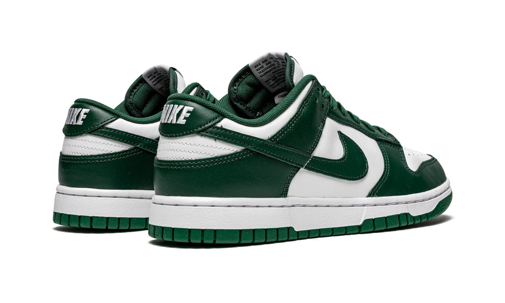 Nike Dunk Low Sneakers – White & Dark Green with Matching Green Swooshes, Laces & Outsole
