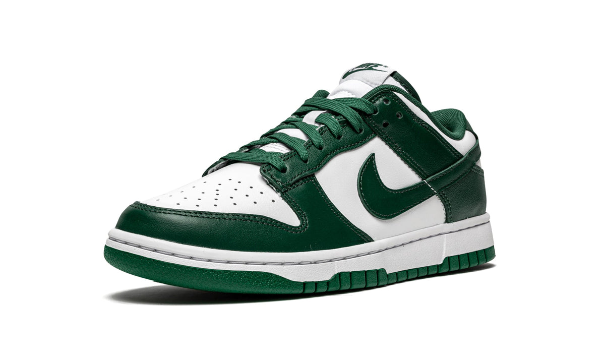 Nike Dunk Low Sneakers – White & Dark Green with Matching Green Swooshes, Laces & Outsole