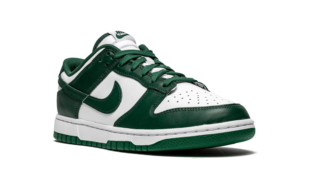 Nike Dunk Low Sneakers – White & Dark Green with Matching Green Swooshes, Laces & Outsole