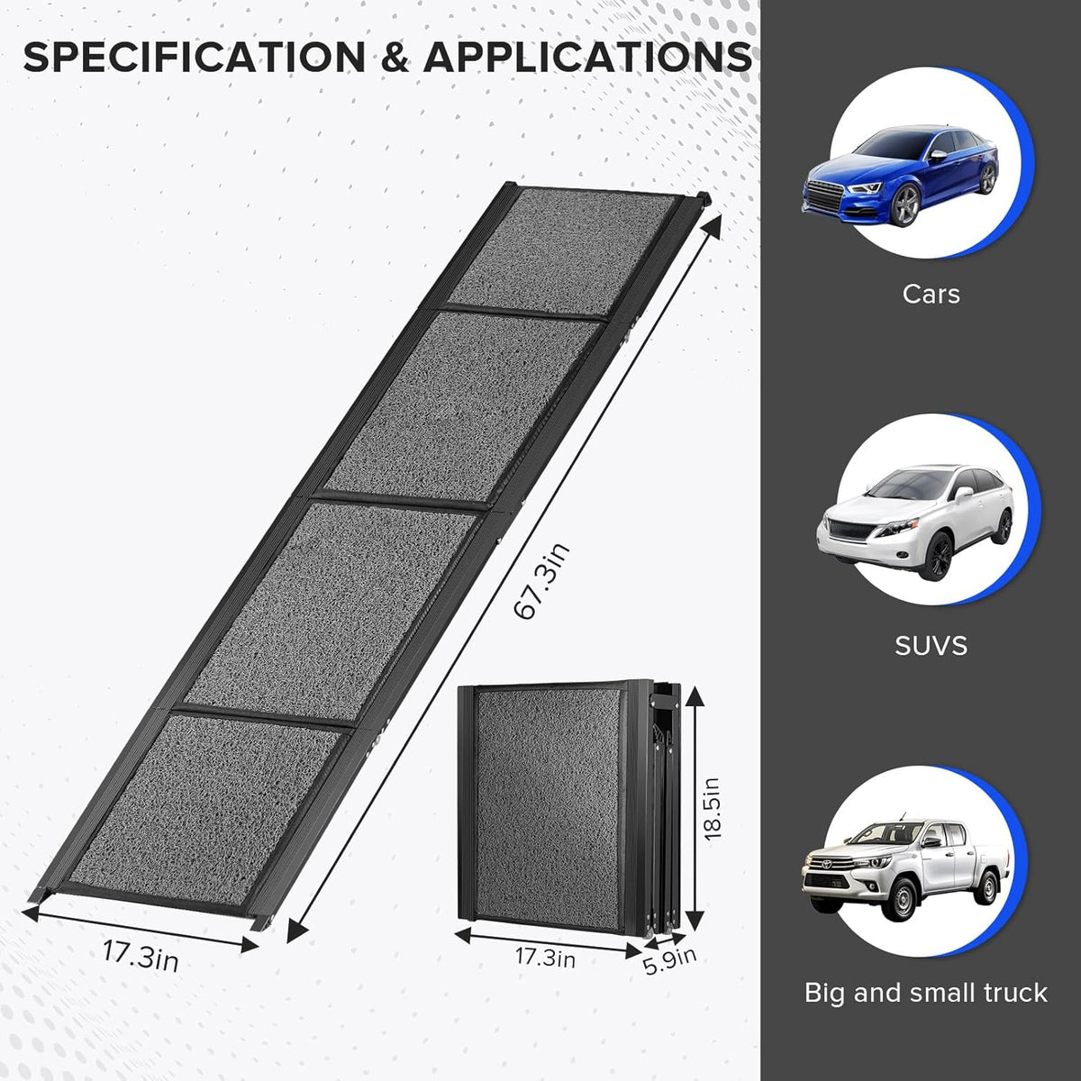 67’’ Foldable Dog Car Ramp with Non-Slip Surface R26283