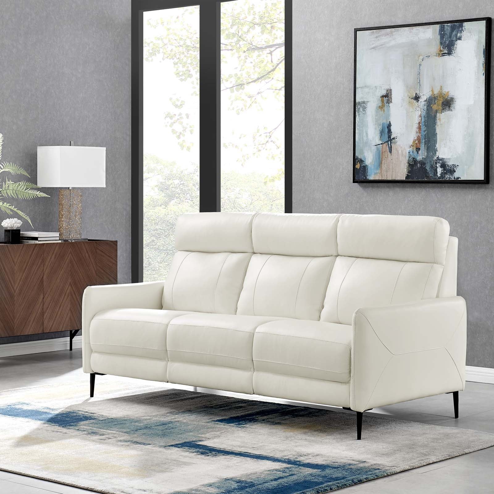 White Leather Sofa Y1114