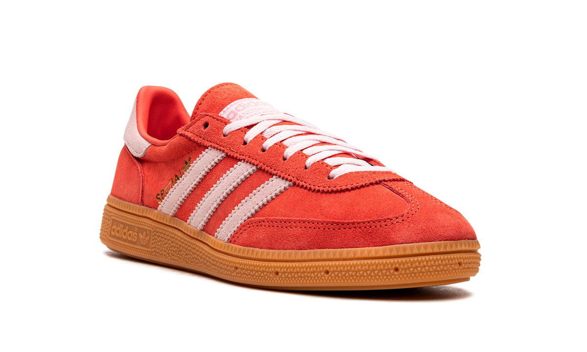 adidas Handball Spezial Sneakers - Coral Red with Pale Pink Stripes and Gum Sole