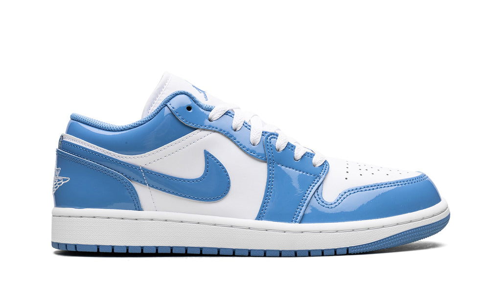 Air Jordan 1 Low Sneakers - White and Sky Blue with Glossy Overlays