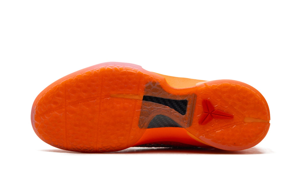 Nike Kobe 6 Sneakers - Bright Orange with Silver Swooshes and Scale-Textured Upper