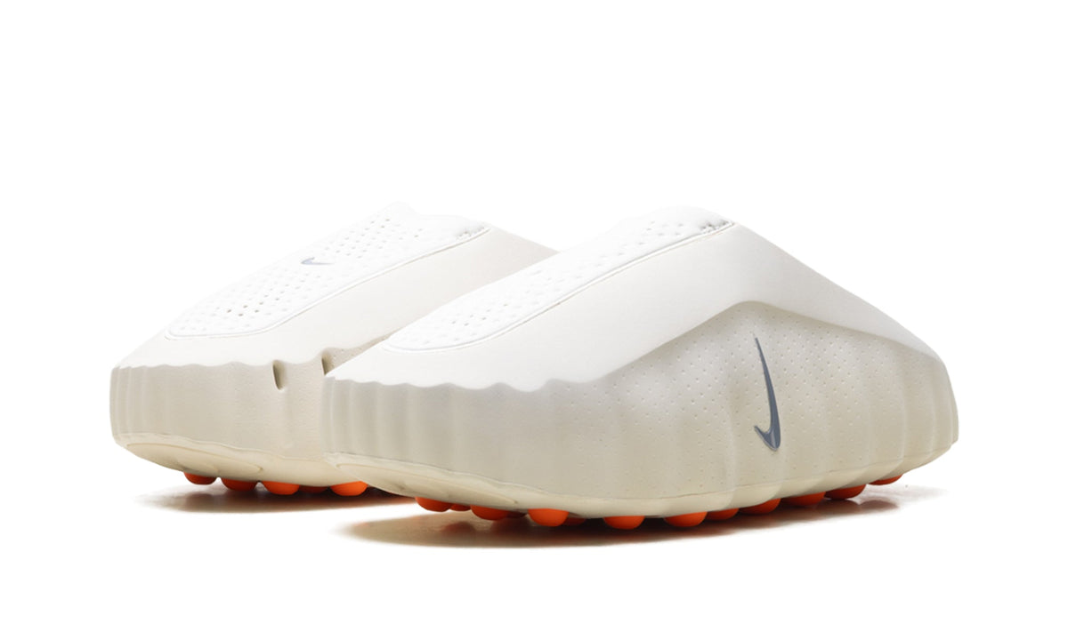 Nike Mind 001 Slip-On Mules - Cream with Gray Swooshes and Orange Outsole Nodes