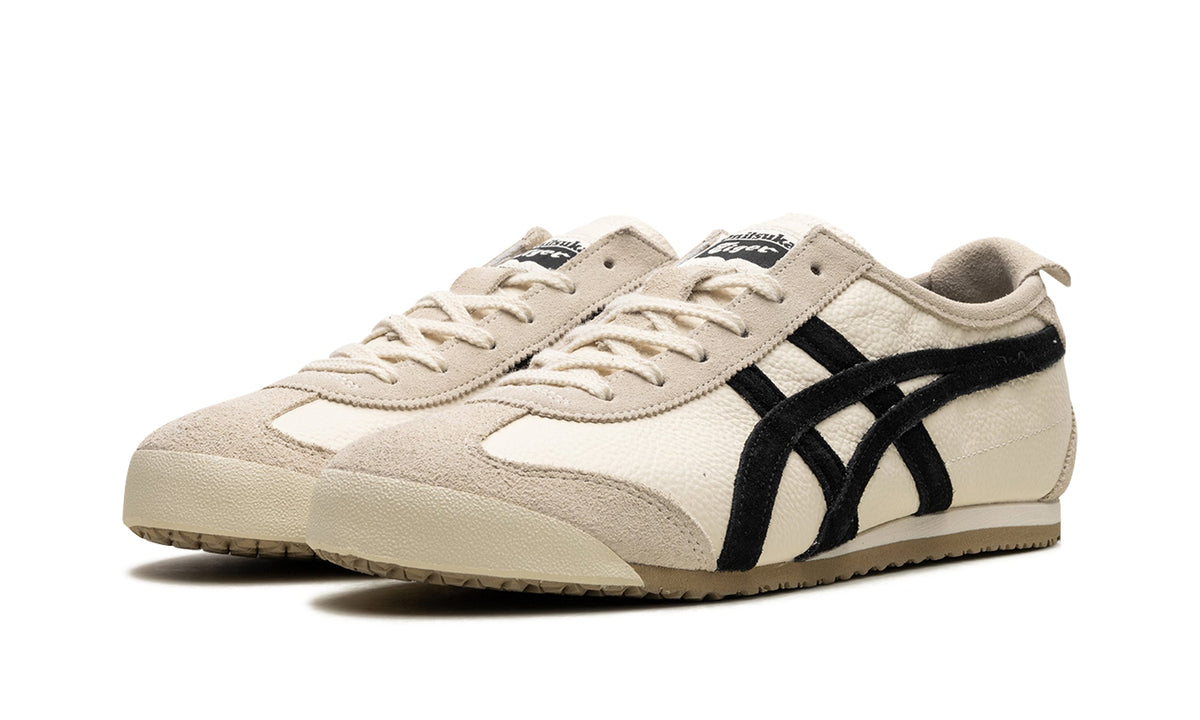 Onitsuka Tiger Mexico 66 Sneakers - Cream with Black Stripes and Beige Overlays