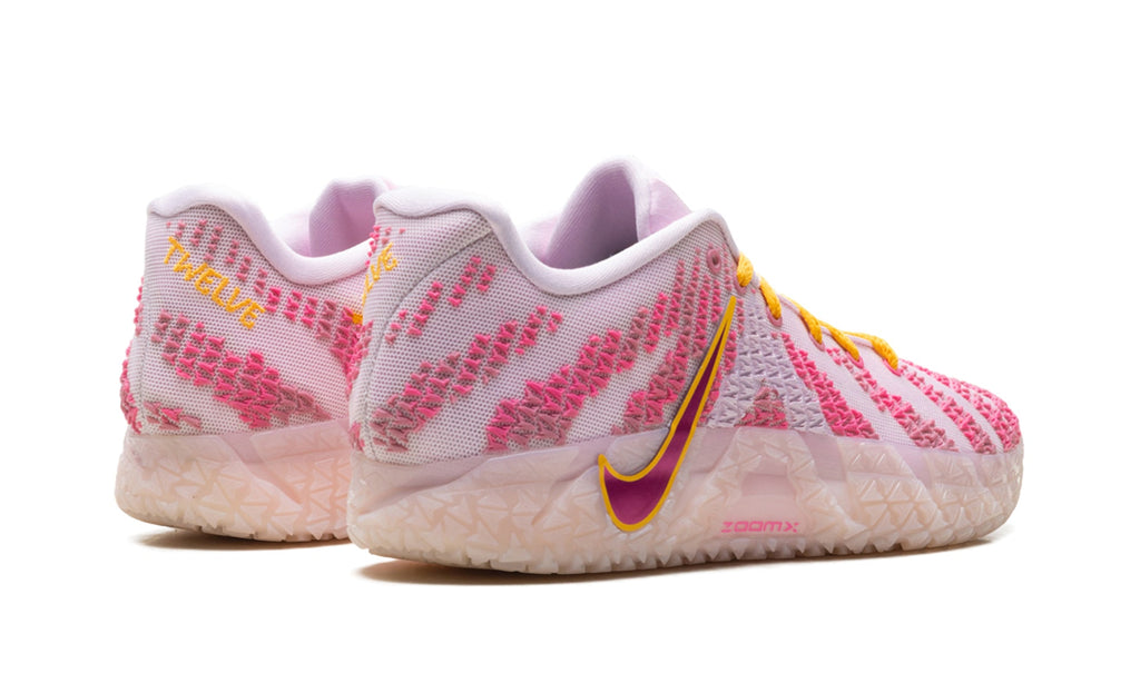 Nike Ja 3 Sneakers - Pink and Pale Lilac with Yellow Laces and Purple Swooshes