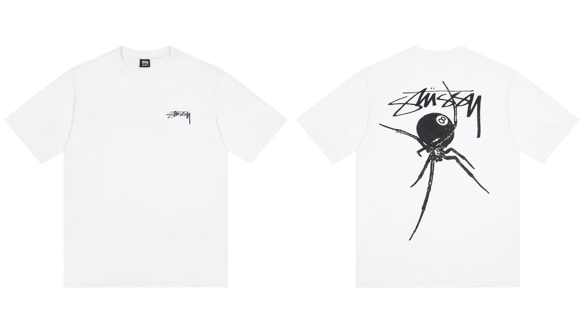 Stussy Spider 8 Ball Front And Back Graphic Short Sleeve Tee