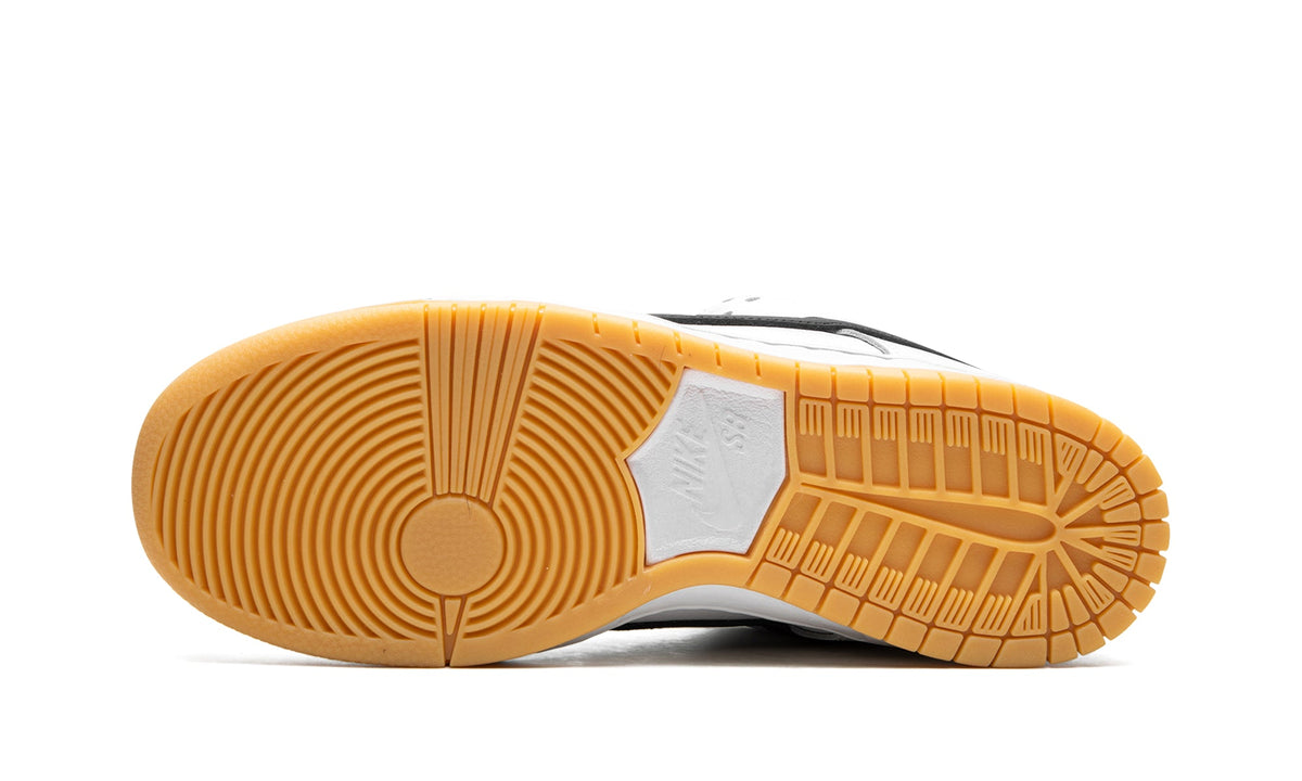 Nike SB Dunk Low Sneakers - White and Black with Gum Sole