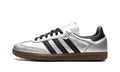 adidas Samba OG Sneakers - Metallic Silver and Black with Dark Brown Gum Sole