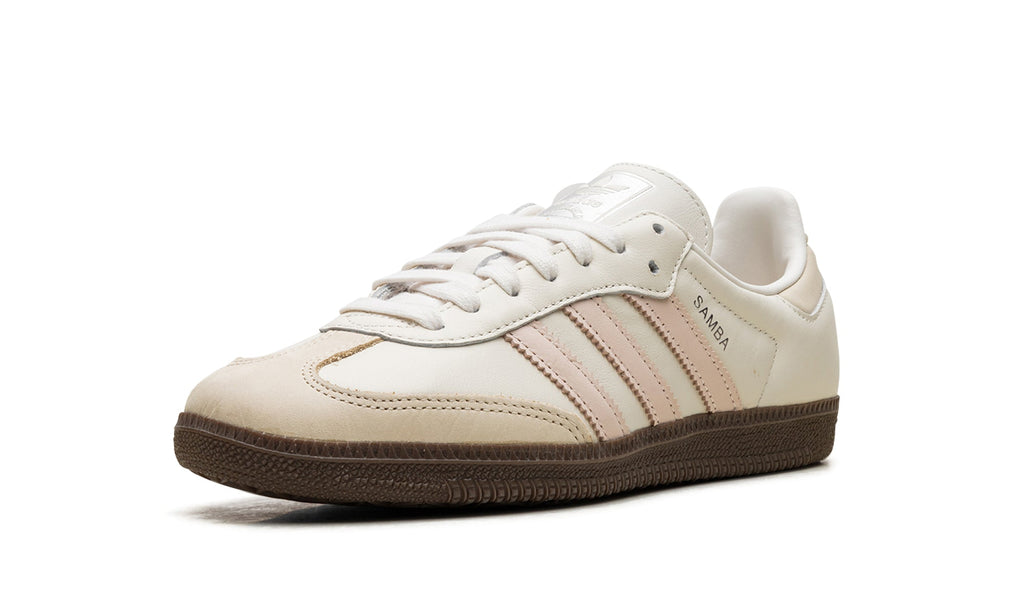 adidas Samba OG Sneakers - Cream and Pale Pink with Dark Brown Gum Sole