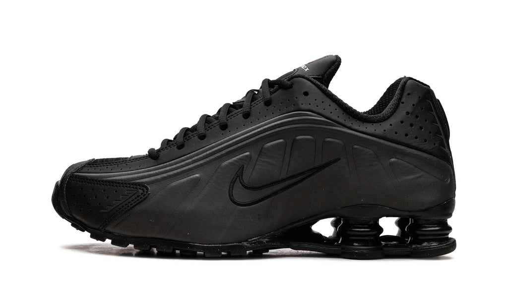 Nike Shox R4 Sneakers - All Black with Four-Column Heel Design