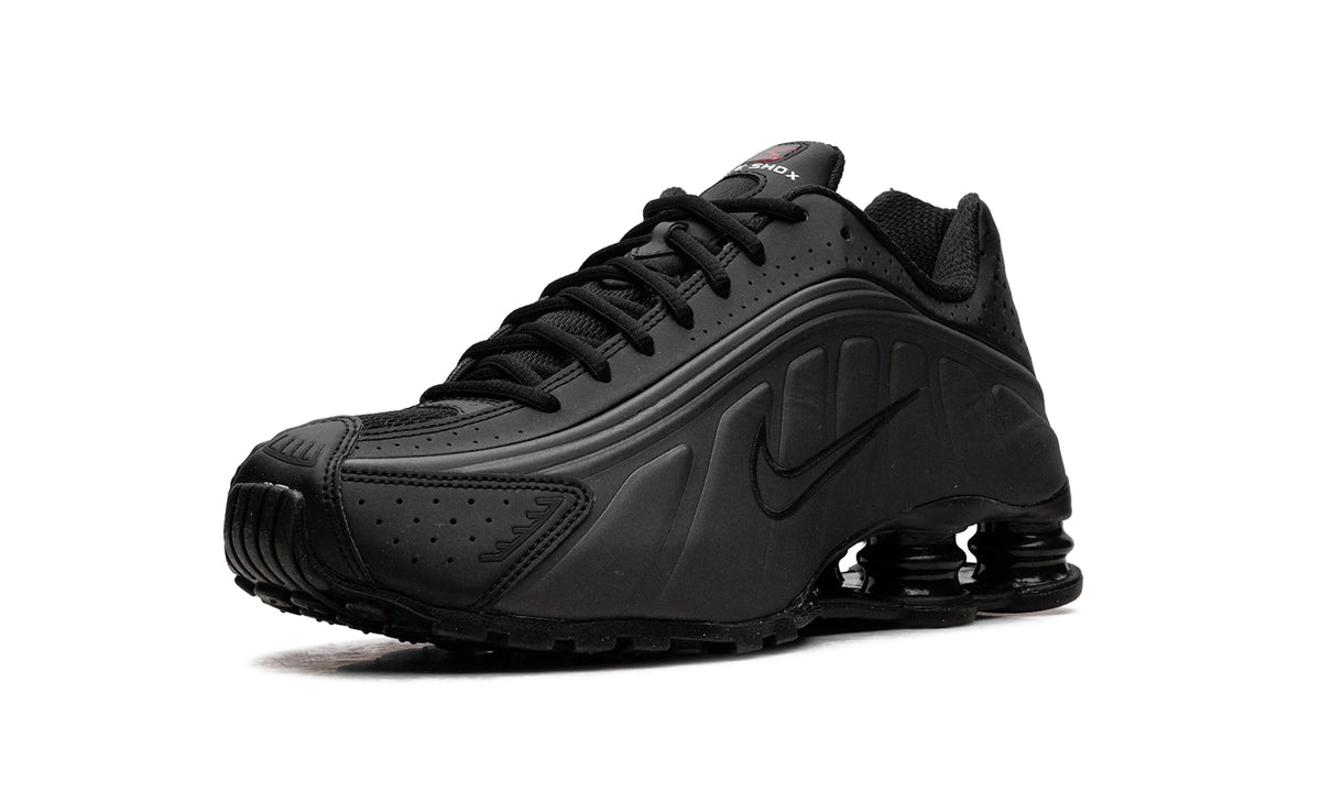 Nike Shox R4 Sneakers - All Black with Four-Column Heel Design