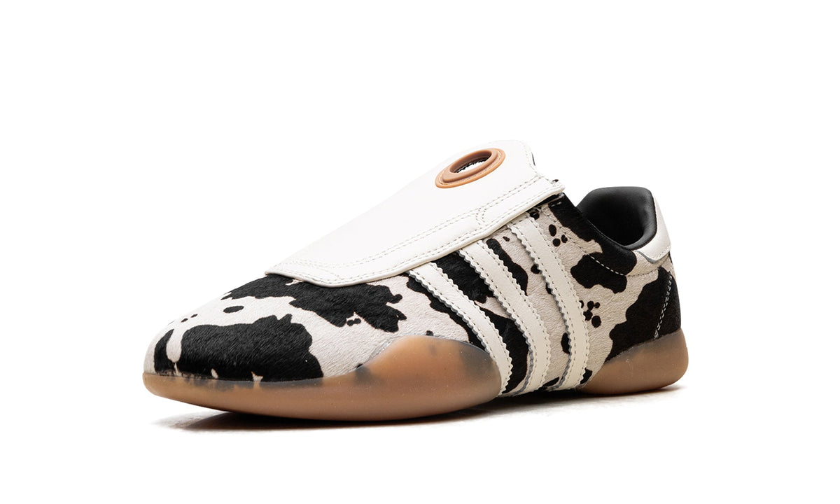adidas Taekwondo Mei Slip-On Shoes - Black and Cream Cow Print with Gum Sole