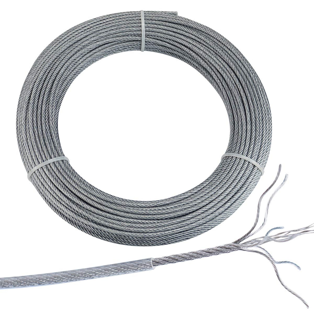 165ft Vinyl Coated Galvanized Steel Cable Rope 7x7 Strand W6910