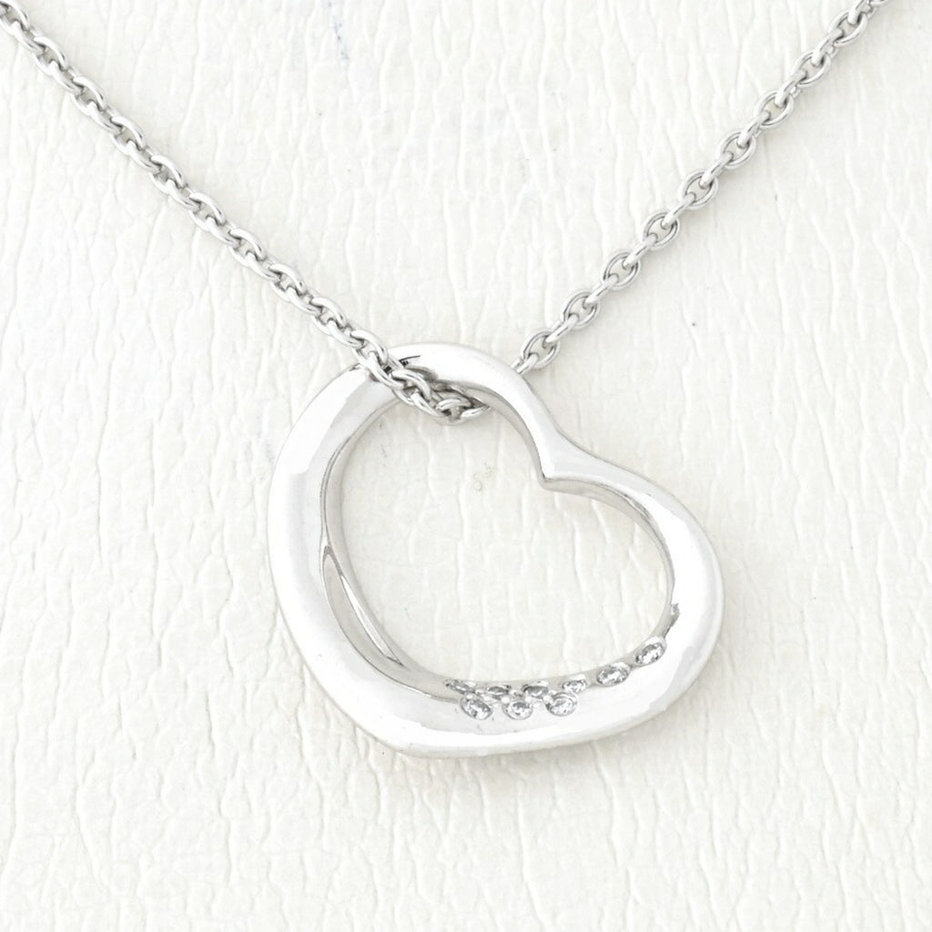 Tiffany pendant necklace open heart platinum diamond 41 cm W700