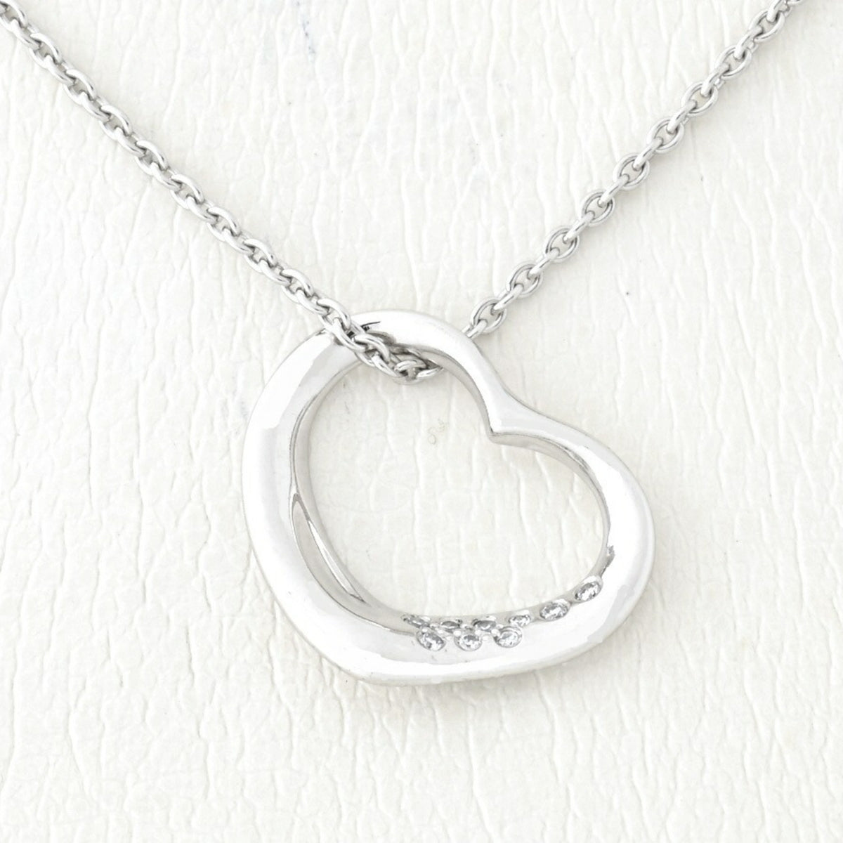 Tiffany pendant necklace open heart platinum diamond 41 cm W700