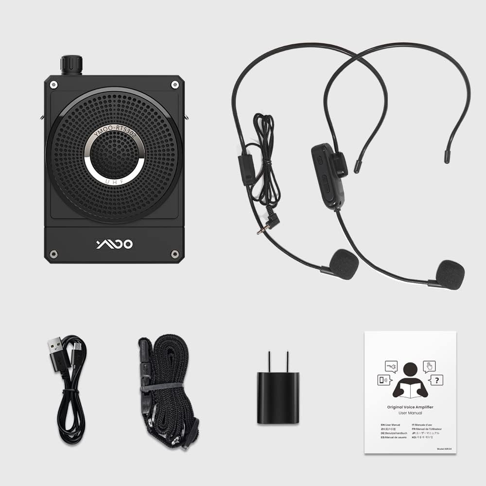 10W 1800mAh Rechargeable Voice Amplifier with UHF Wireless Microphone Headset, Pack of 2 M5712