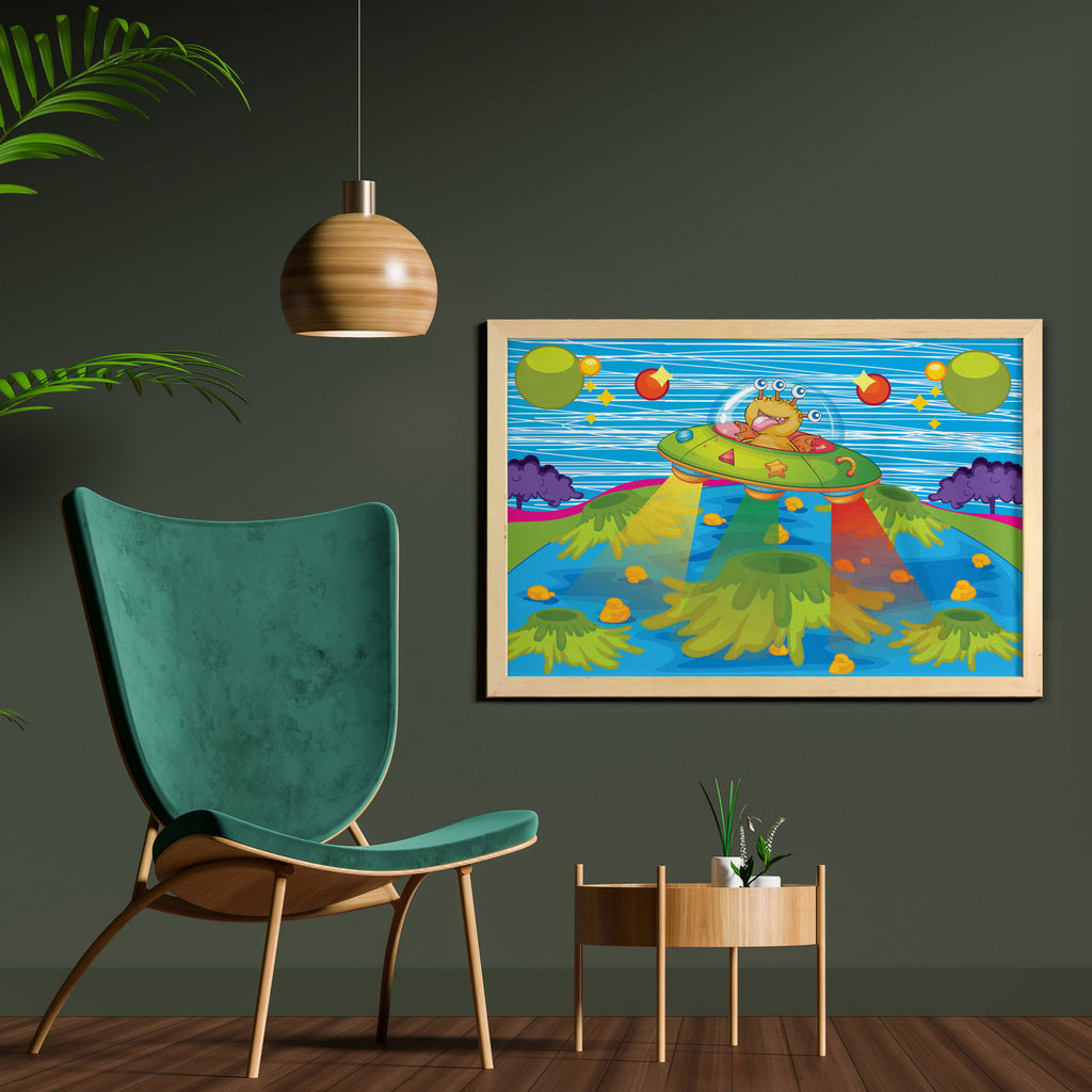 35" x 23" Green Blue Printed Fabric Wall Art H19604