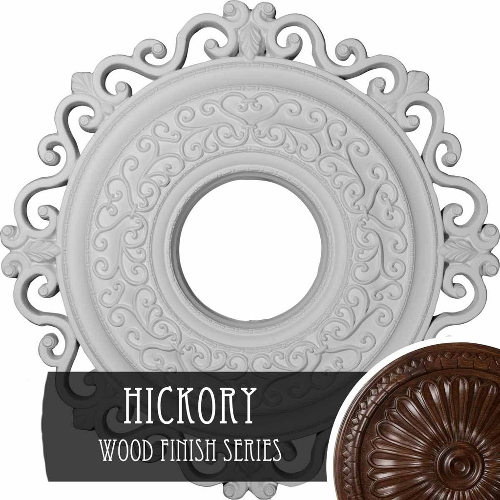 22x22OD x 6 1/4x22ID x 1 3/4x22P Hand-Painted Hickory Ceiling Medallion K4658
