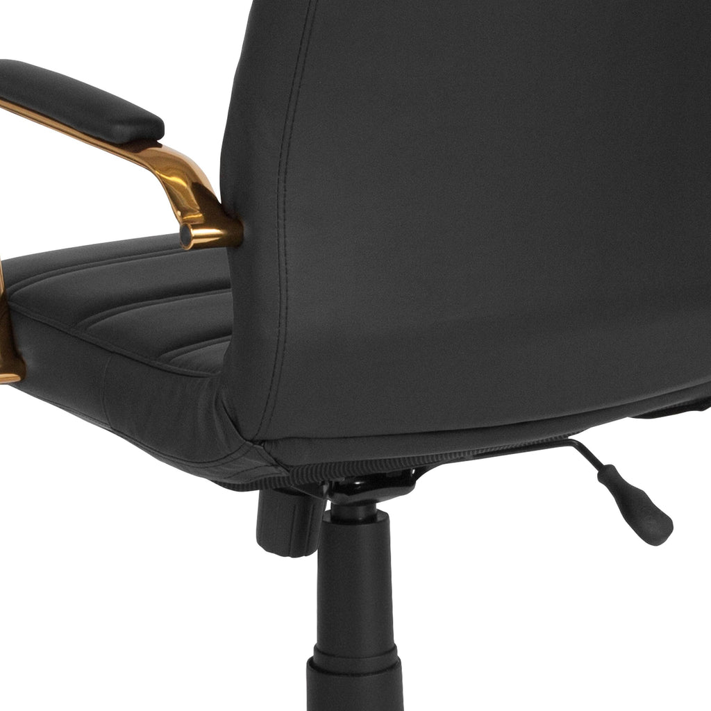 Black Bonded Leather Executive Swivel Chair with Chrome Base A5597