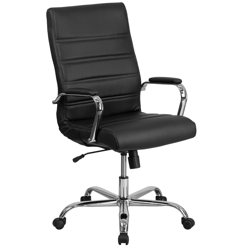 Black Bonded Leather Executive Swivel Chair with Chrome Base A5597