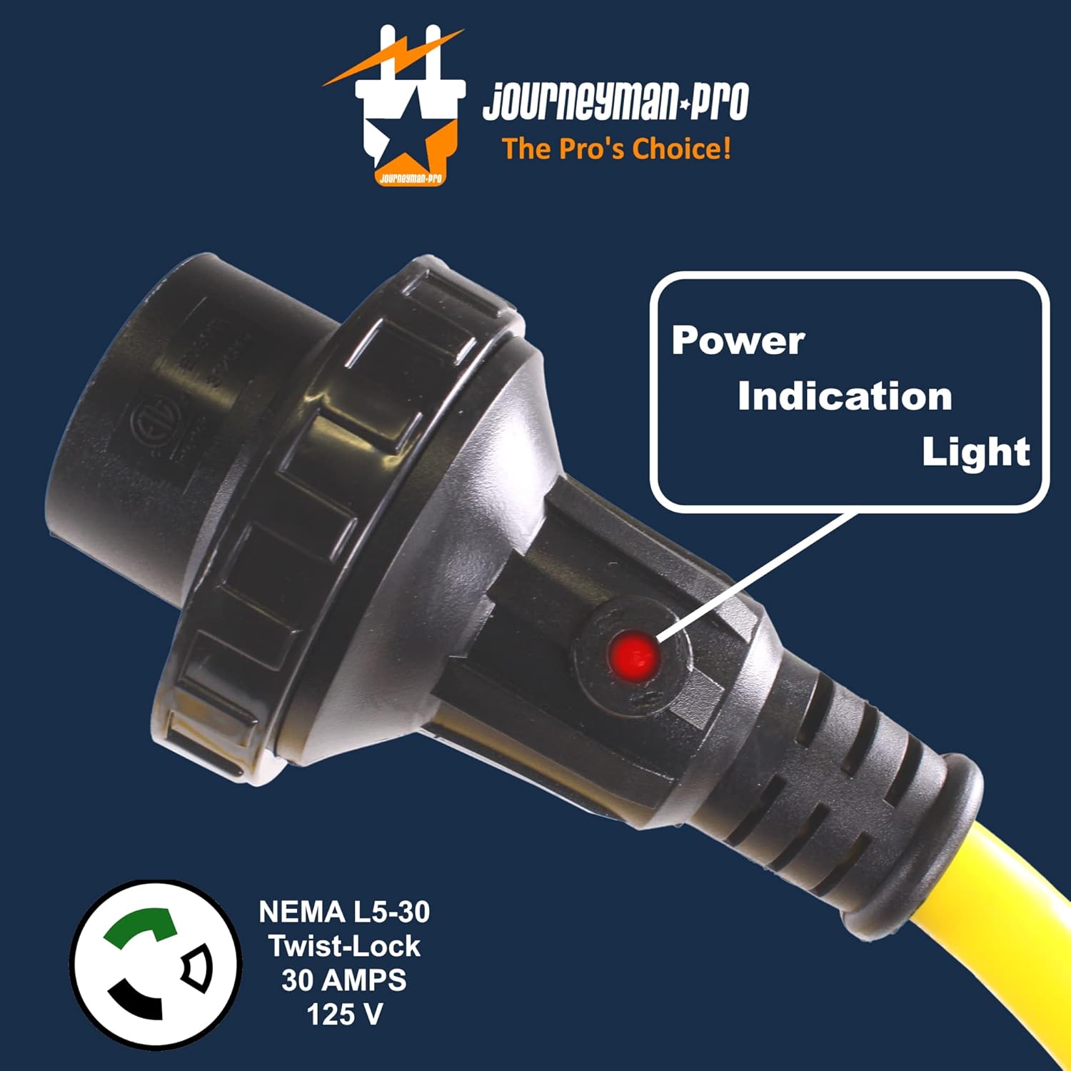 30A RV Power Extension Cord, 15 Feet, 125V, 30 AMP, Twist Lock L465
