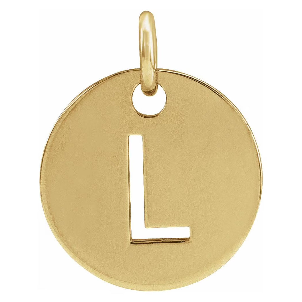 Polished 10mm Initial Disc Pendant Necklace S22246