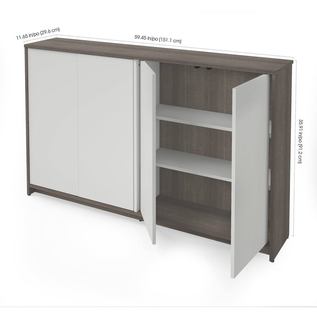 4 Door Storage Cabinet, Bark Gray/White R164490