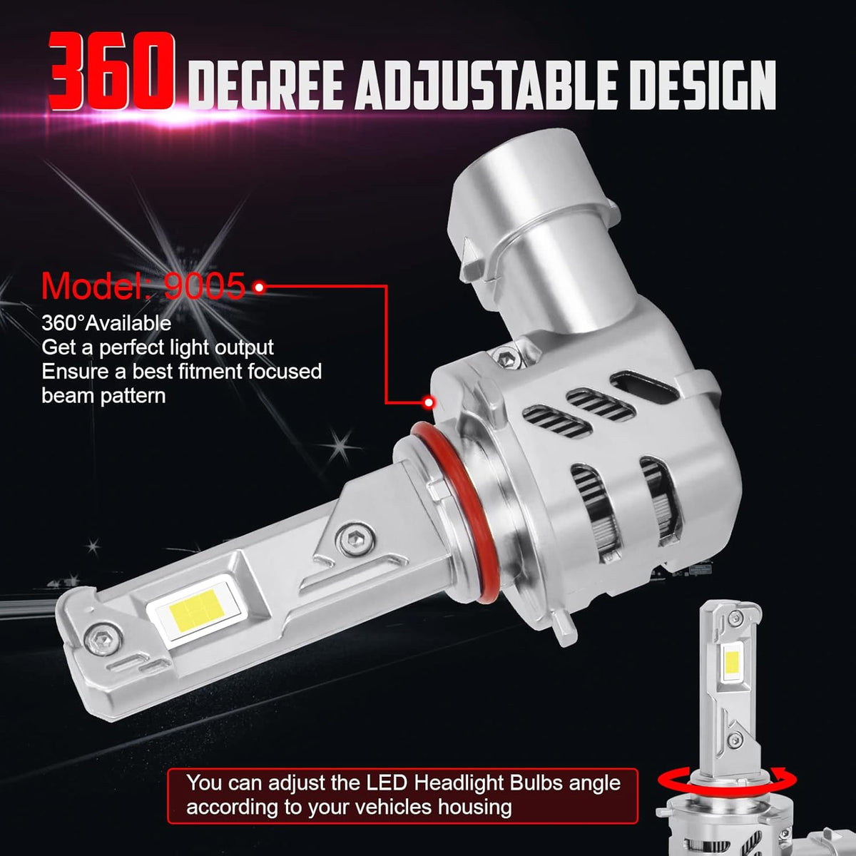 9005 LED Headlight Bulbs 6000K Xenon White, 2 Pack C974487