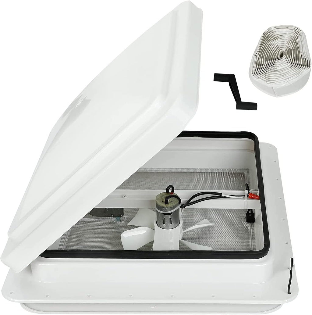 White 12V RV Roof Vent Fan with 6 Blades T628811