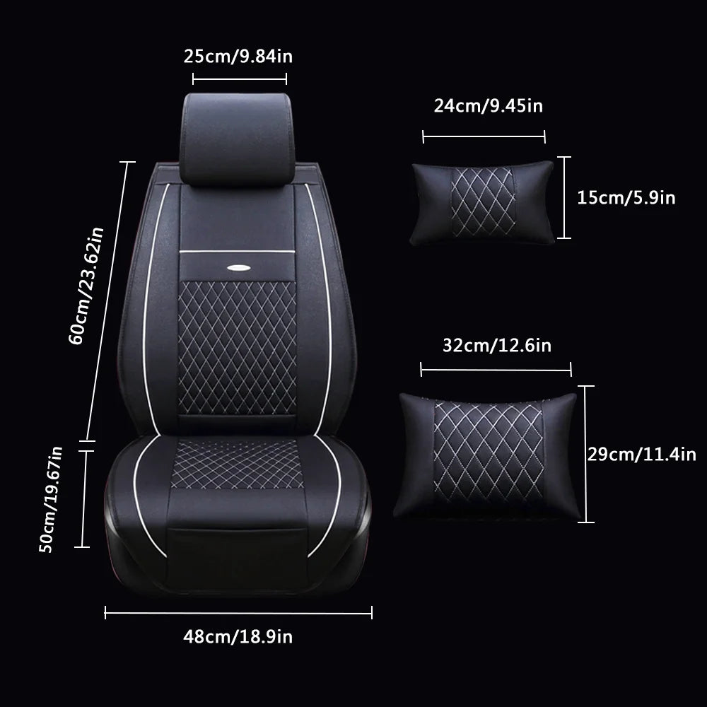 Deluxe Leather 5-Seats Front and Rear Full Set Car Seat Covers Y6834