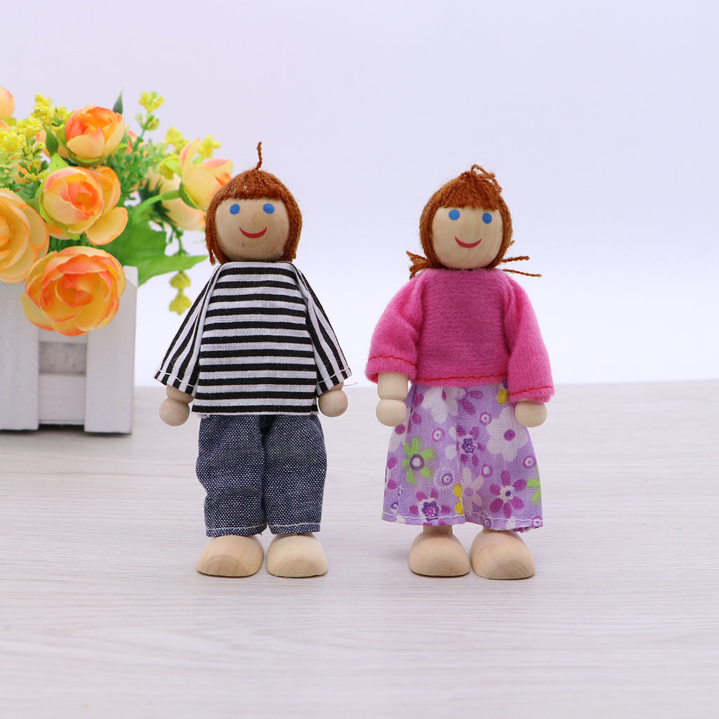7pcs Wooden Dolls Pretend Play Set Figure Toy T764