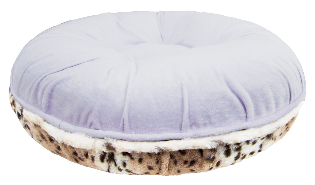 Lilac / Aspen Snow Leopard Extra Plush Faux Fur Bagel Pet/Dog Bed W97772