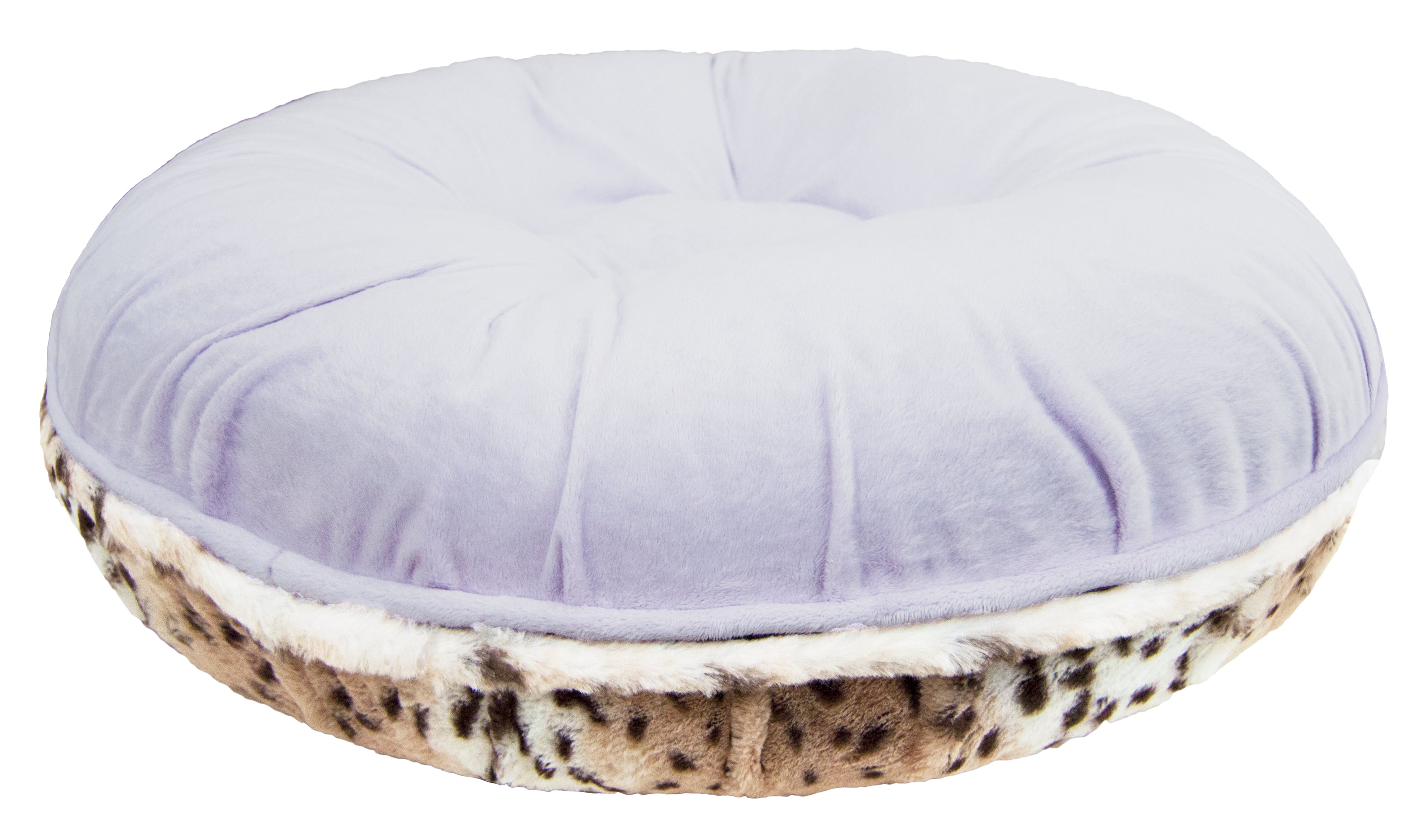 Lilac / Aspen Snow Leopard Extra Plush Faux Fur Bagel Pet/Dog Bed W97772
