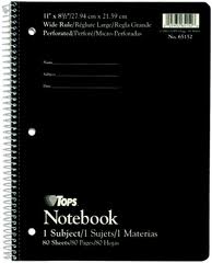 White Wide Rule 1-Subject Notebook 80 Sheets D1067