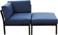 Blue Corner Sofa Loveseat with Ottoman O345